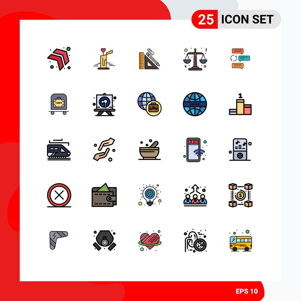 Stock Vector Icon Pack of 25 Line Signs and Symbols for chatting scales construction law clip Editable Vector Design Elements
