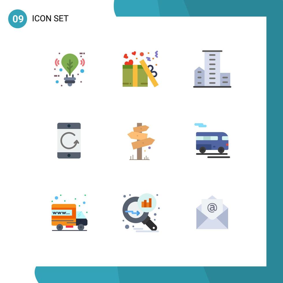 Flat Color Pack of 9 Universal Symbols of mobile communication district cellphone residences Editable Vector Design Elements