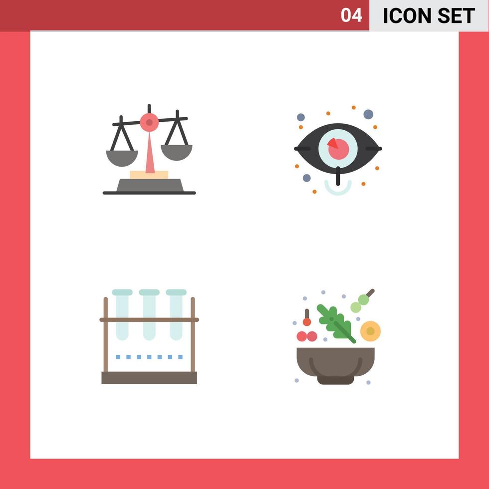 Group of 4 Flat Icons Signs and Symbols for gdpr chemical flask baluance market lab flask Editable Vector Design Elements