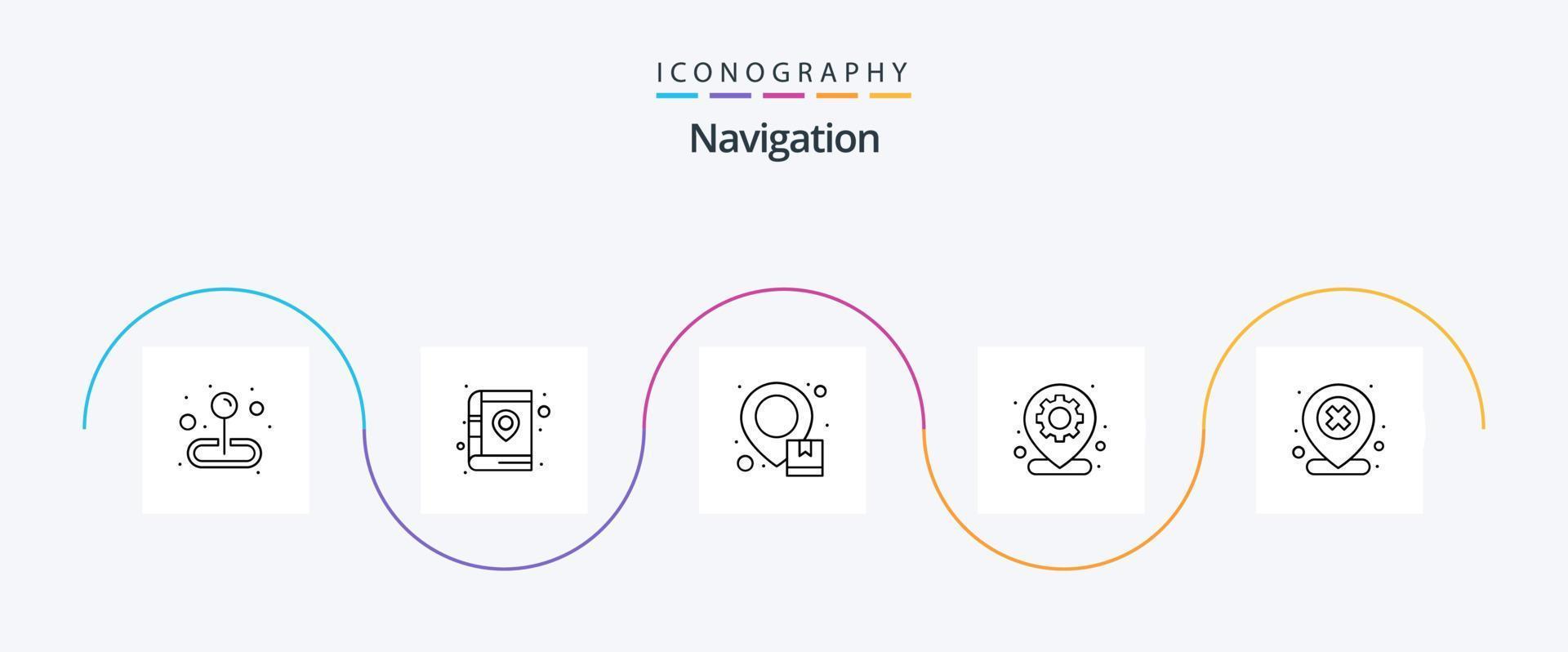 Navigation Line 5 Icon Pack Including location. pin. delivery. map. pin vector