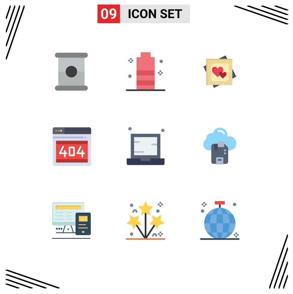 9 Flat Color concept for Websites Mobile and Apps computer webpage card web proposal Editable Vector Design Elements