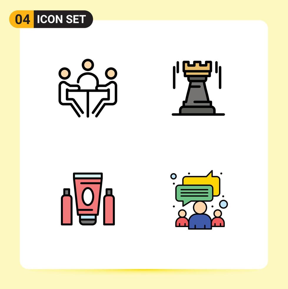 4 iconos creativos signos y símbolos modernos de los elementos de diseño vectorial editables en crema de la torre de discusión de los negocios vector