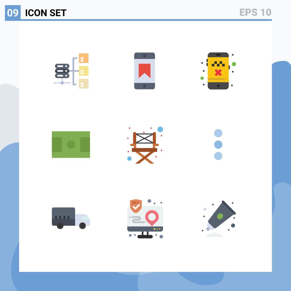 Pictogram Set of 9 Simple Flat Colors of app camping cancel ride camp football Editable Vector Design Elements