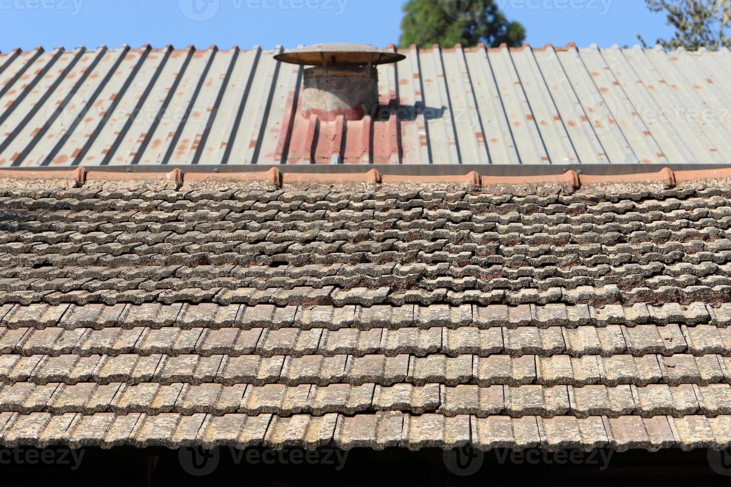 Tiled roof on a residential building in Israel. photo