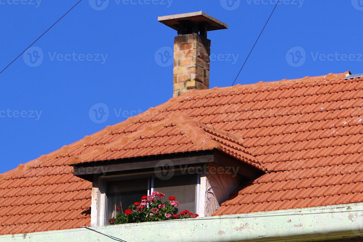 Tiled roof on a residential building in Israel. photo