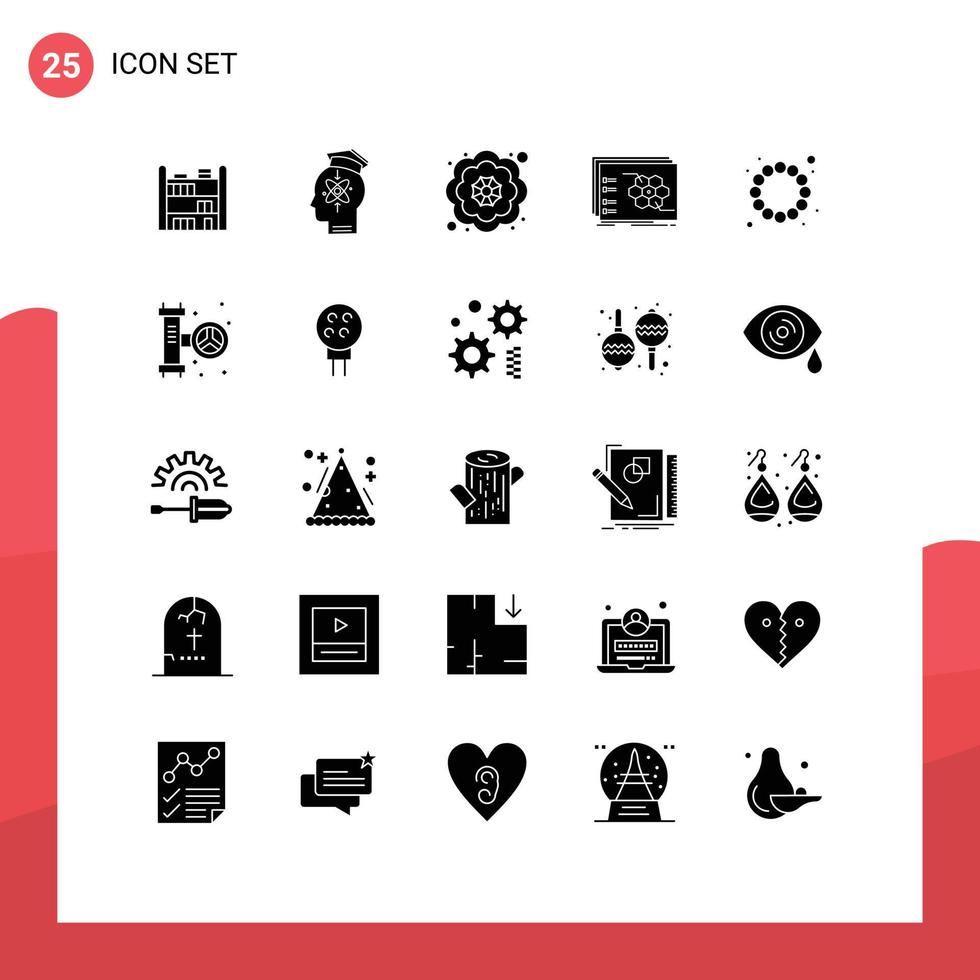 Group of 25 Solid Glyphs Signs and Symbols for carnival tactical decorative tactic strategic Editable Vector Design Elements