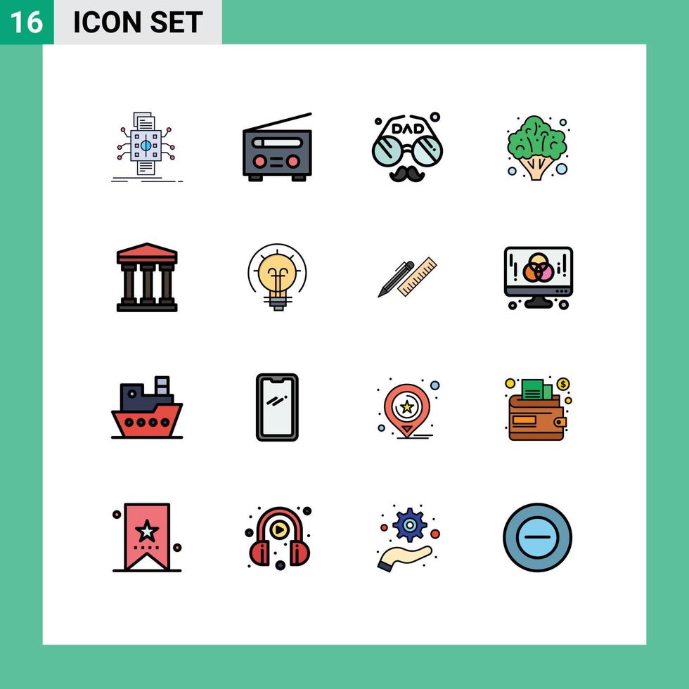 16 iconos creativos signos y símbolos modernos del usuario de salud vegetal brócoli padre elementos de diseño de vectores creativos editables