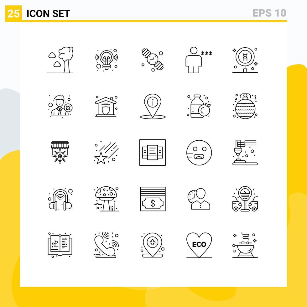 Modern Set of 25 Lines and symbols such as dna locked family time human block Editable Vector Design Elements