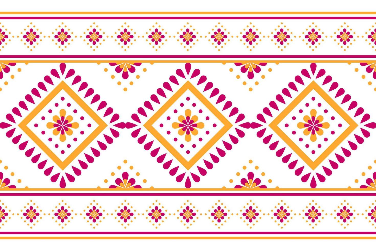 Ikat seamless pattern in tribal. Fabric ethnic pattern art. Flower decoration. vector