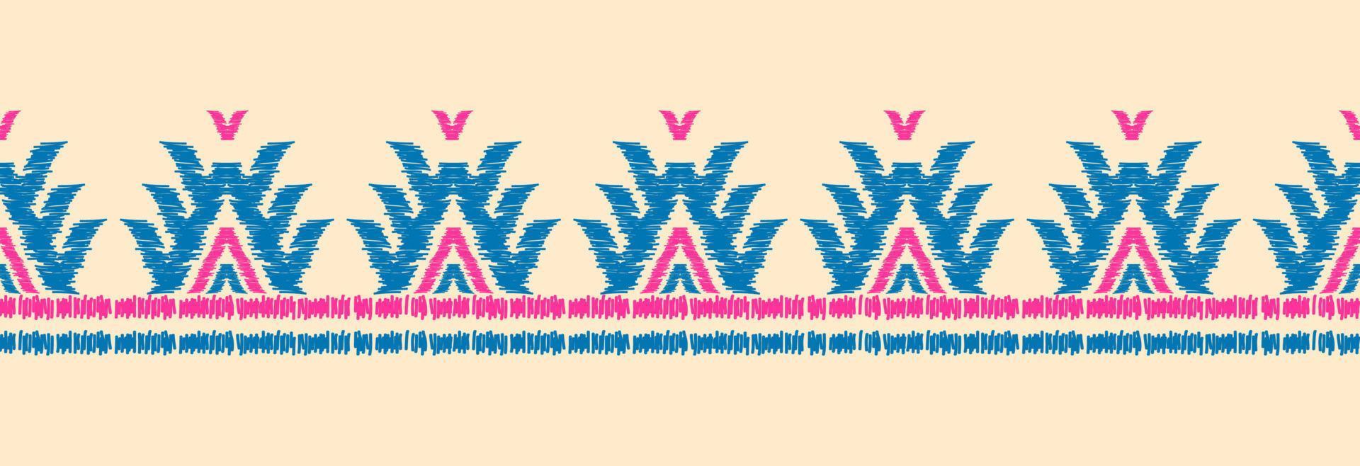 Border ethnic ikat pattern art. folk embroidery, and Mexican style. Aztec geometric ornament print. vector
