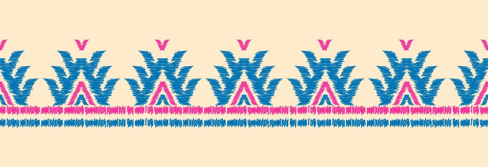 Border ethnic ikat pattern art. folk embroidery, and Mexican style. Aztec geometric ornament print. vector