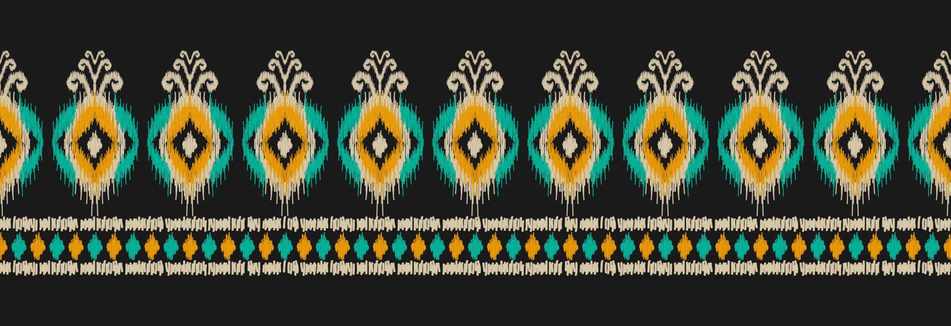 Border ethnic ikat pattern art. folk embroidery, and Mexican style. Aztec geometric ornament print. vector