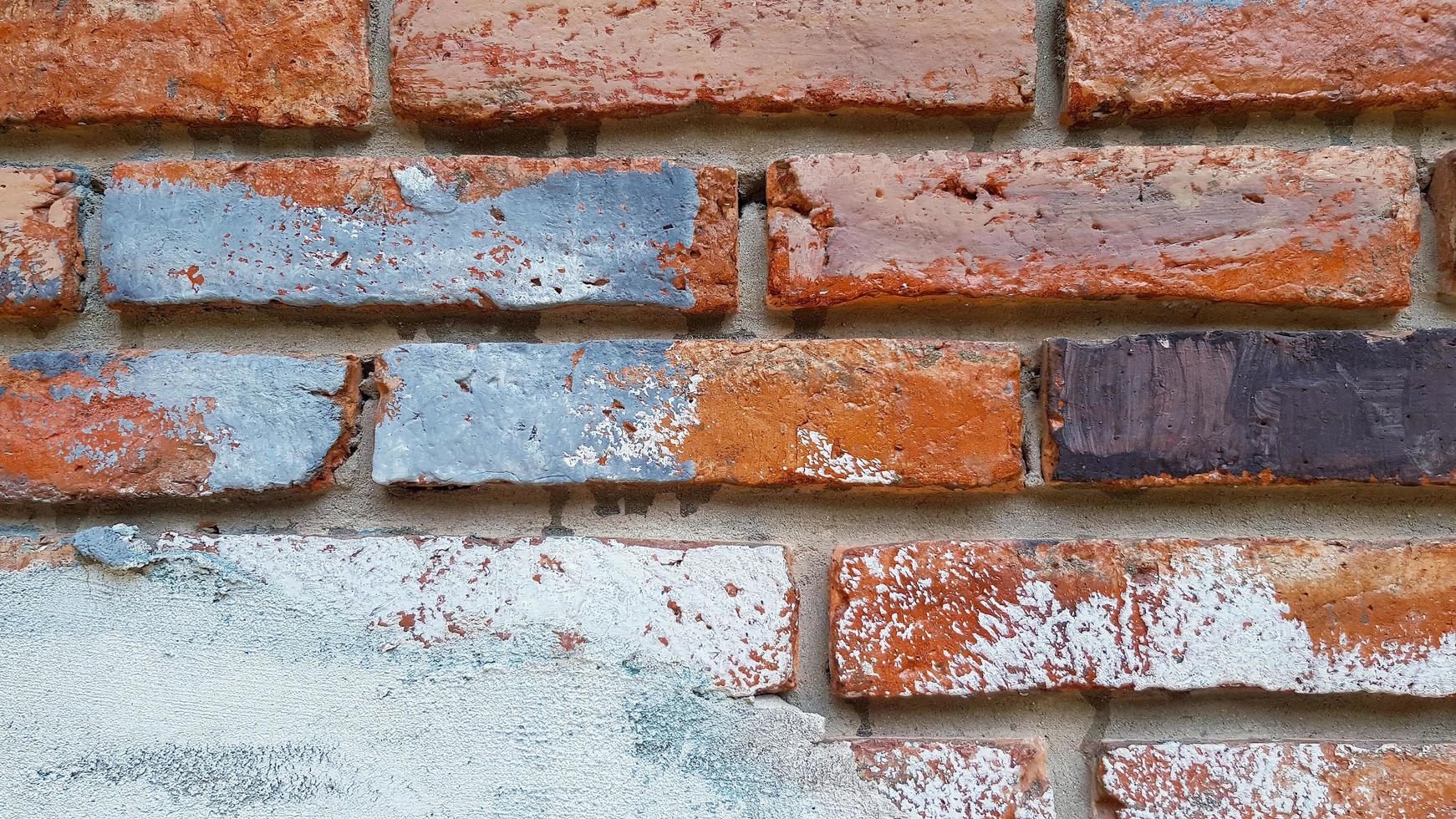 Painted brick wall for background. Pattern of brickwork wallpaper and Construction building. Rough or loft style and Exterior design. photo
