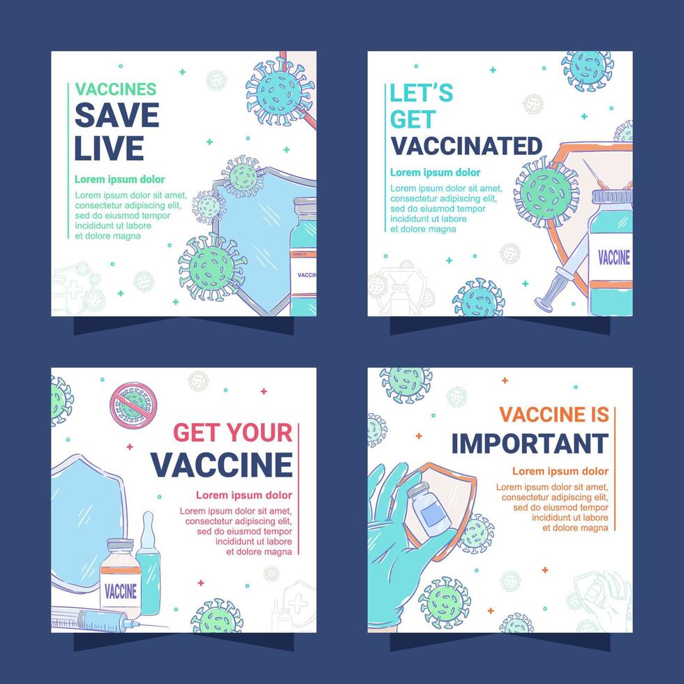 Covid 19 Vaccination Social Media Templates vector