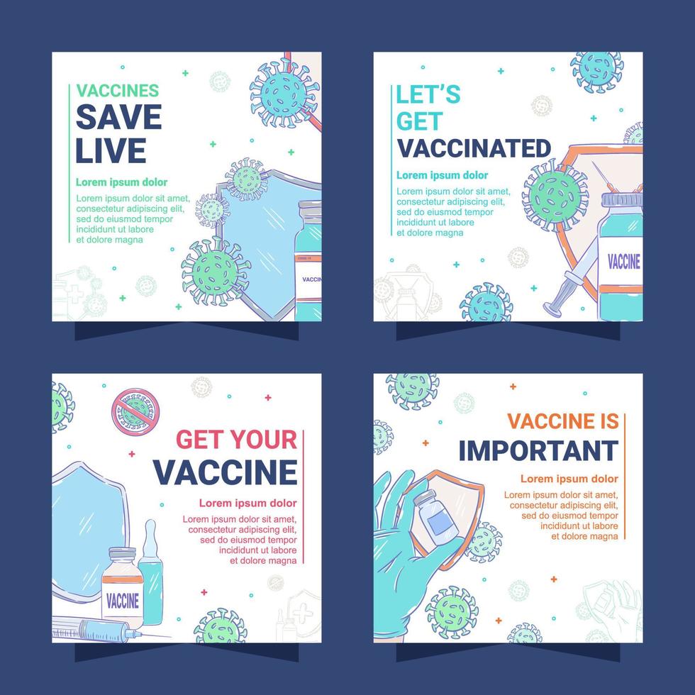 Covid 19 Vaccination Social Media Templates vector