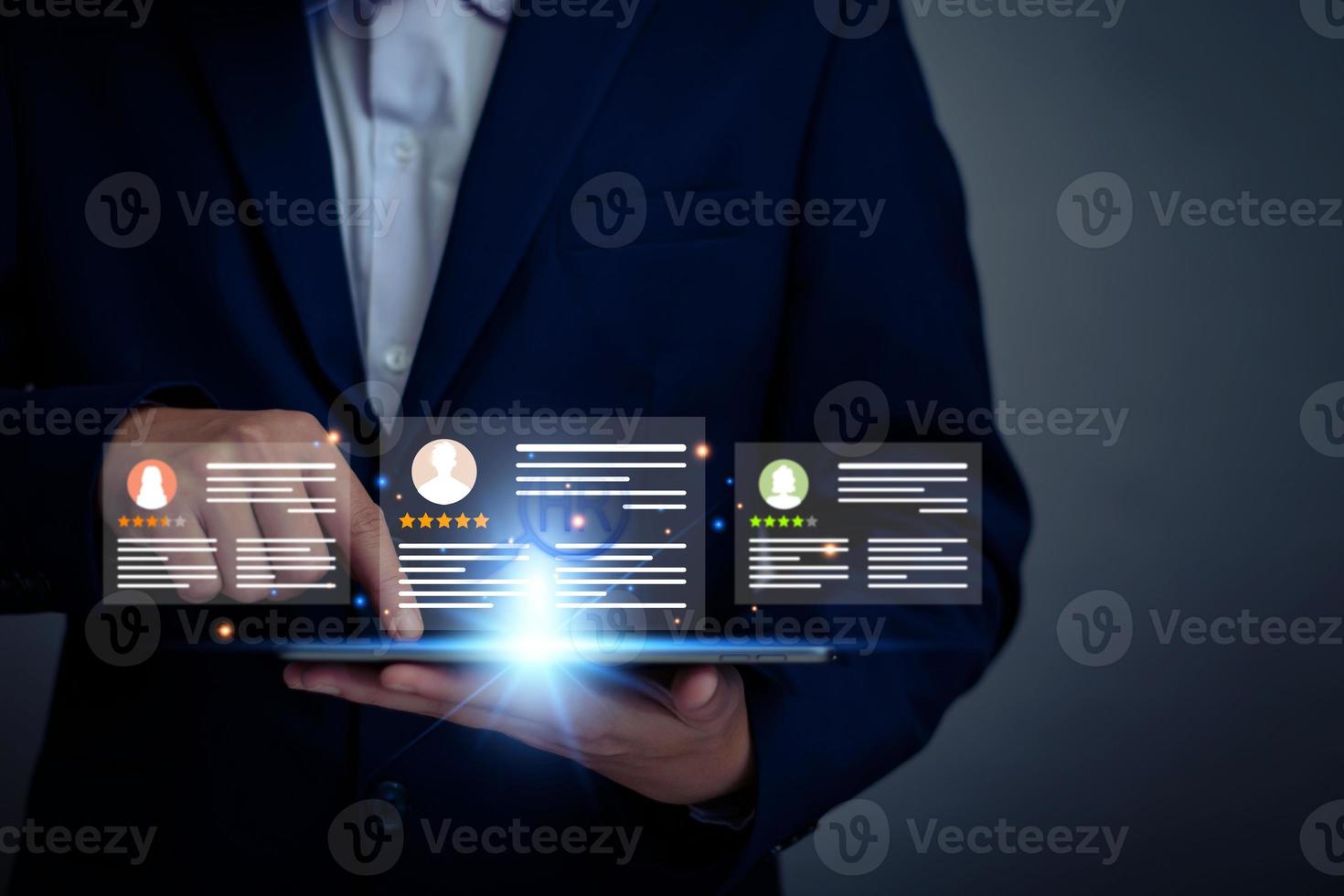 Human Resources. Manager looking candidate profile, effective