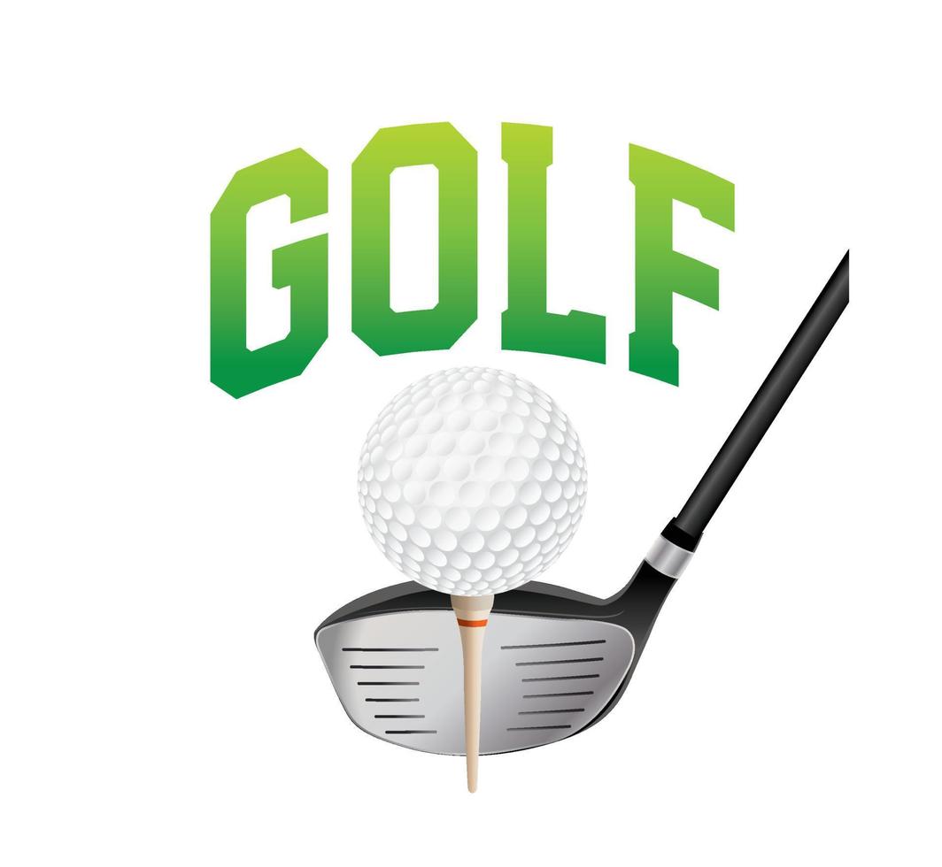 pelota de golf y conductor en ilustración blanca vector