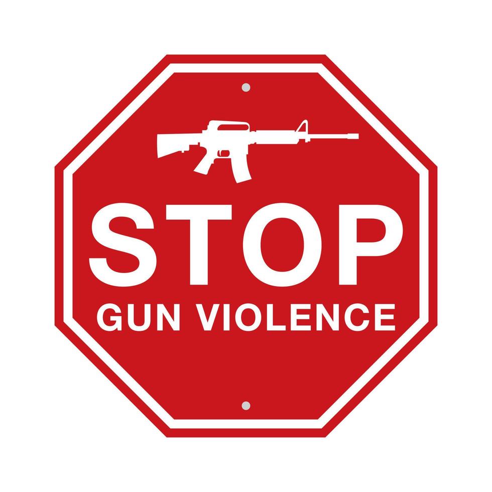 detener el signo de la violencia armada con la ilustración del rifle de asalto vector