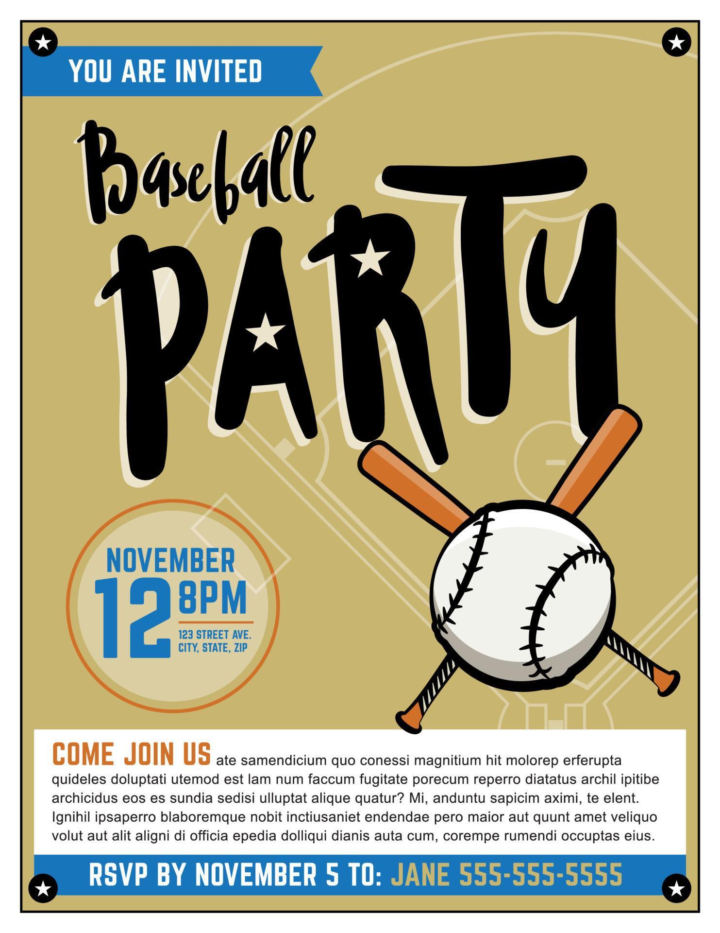 Baseball Party Invitation Template Illustration 16799120 Vector Art at Baseball Party Invitation Template Illustration 16799120 Vector Art at