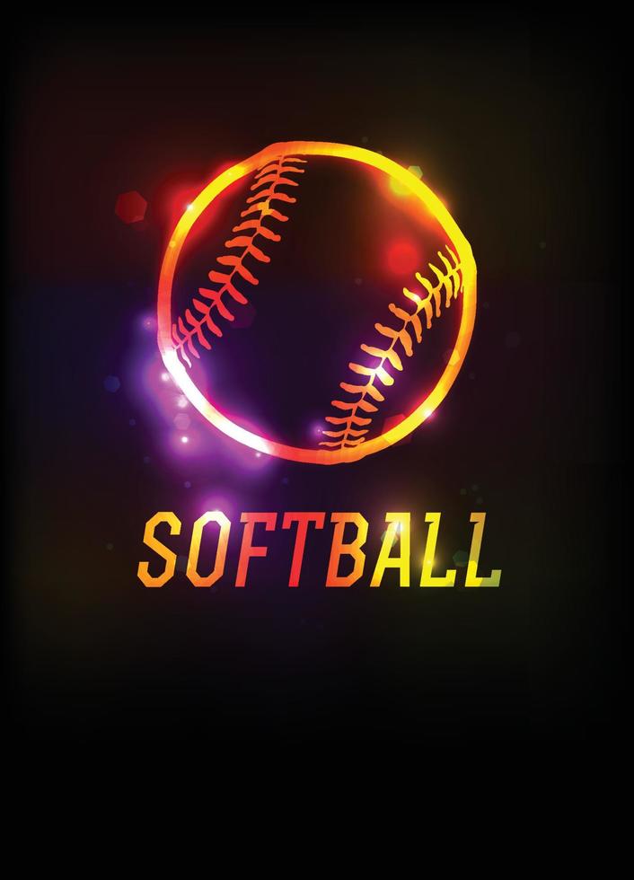 Glowing Softball Icon Background Illustration vector