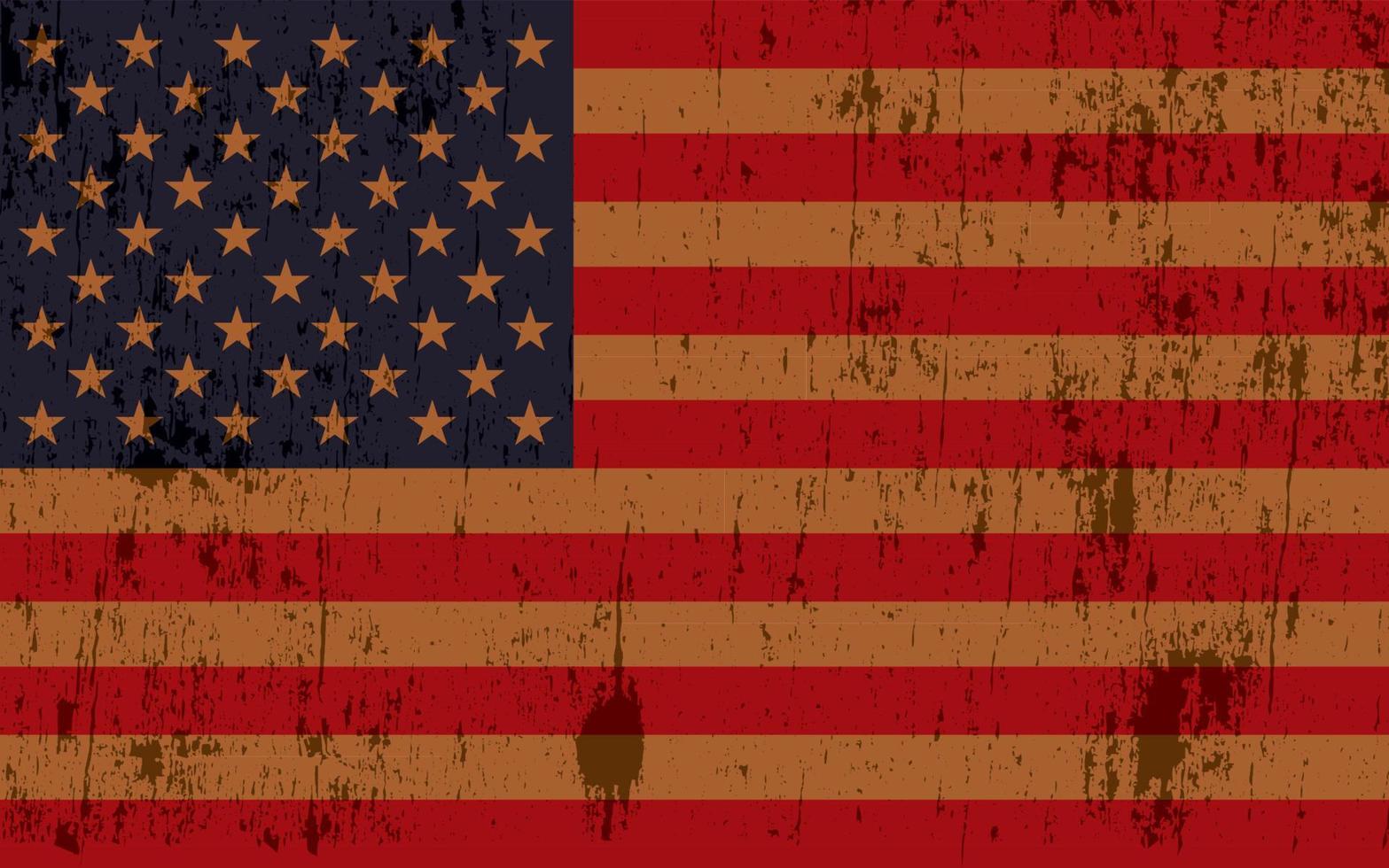ilustración de bandera americana con textura grunge envejecido vector