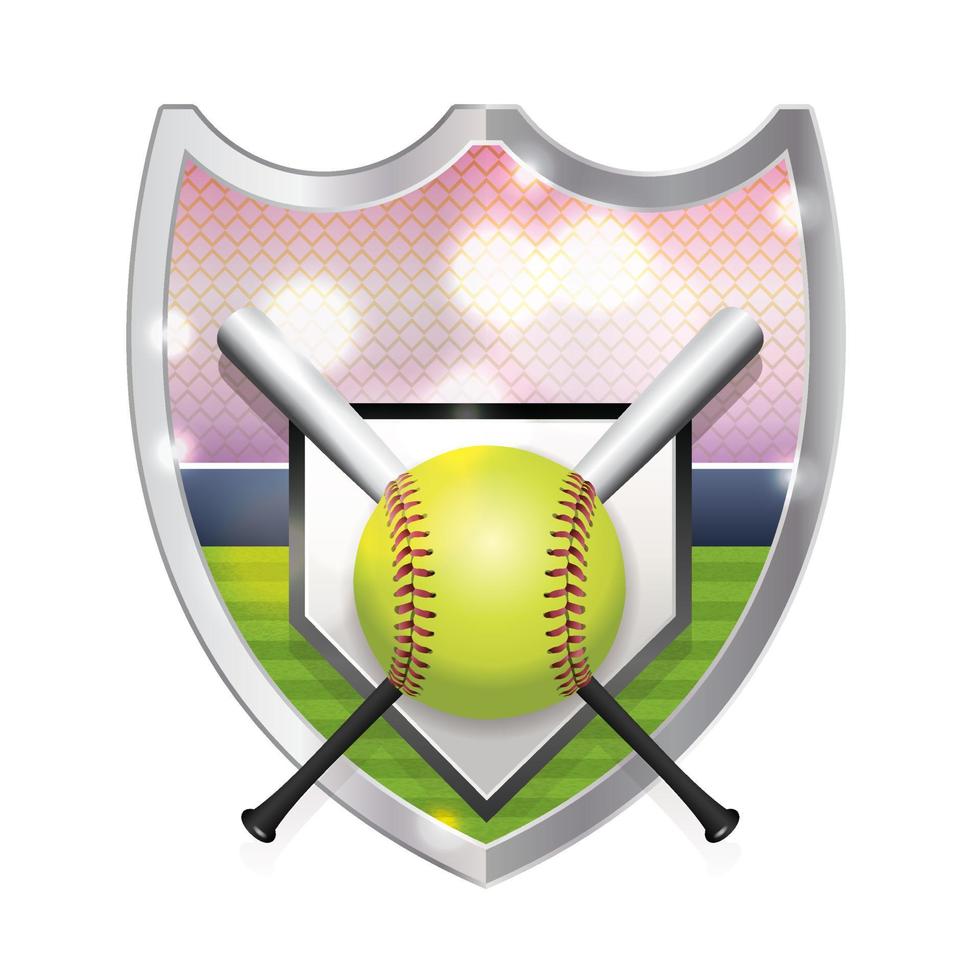 ilustración de emblema de softbol vector