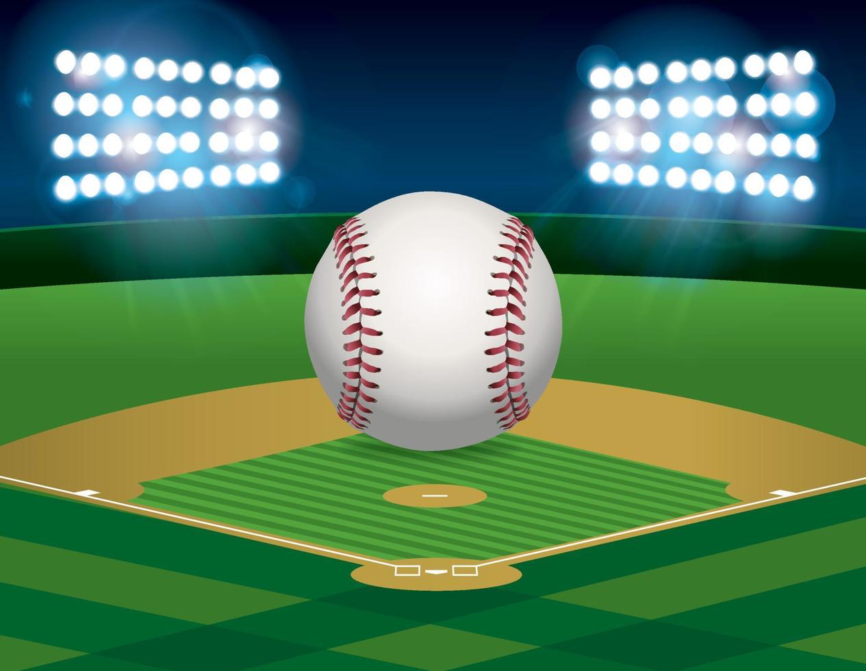 Baseball on Baseball Field Illustration vector