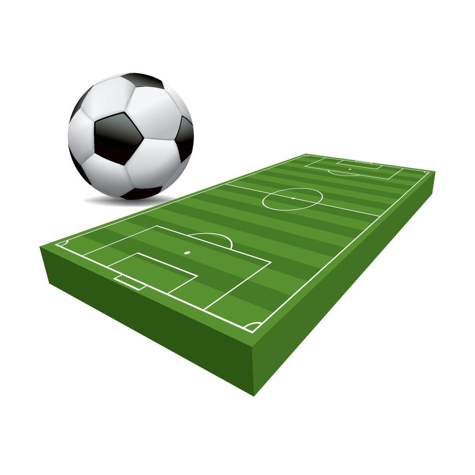 campo de fútbol de fútbol 3d e ilustración de pelota vector