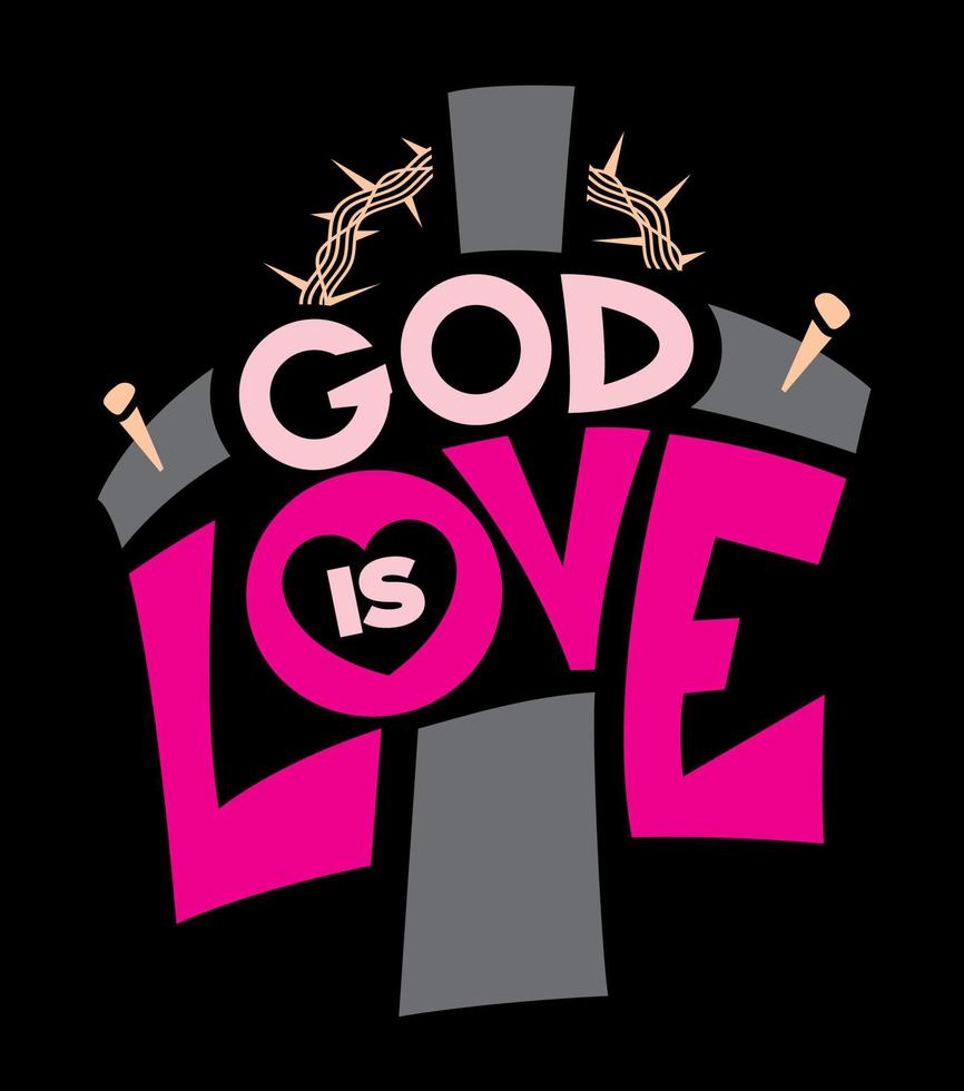 dios es amor cruz y palabra arte ilustración vector