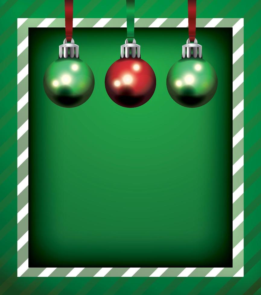 Green Christmas Holiday Frame and Ornaments Background Illustration vector