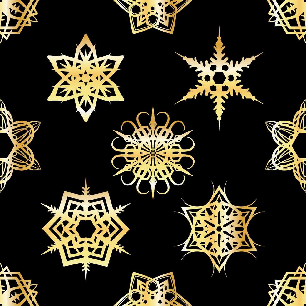 Golden Snowflakes Tiled Pattern Background Illustration vector