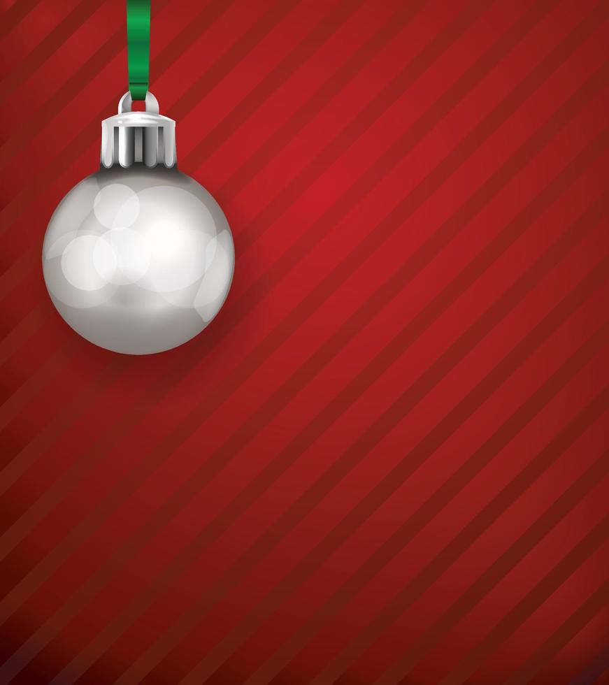 adorno navideño de plata en una ilustración de fondo de patrón rojo vector