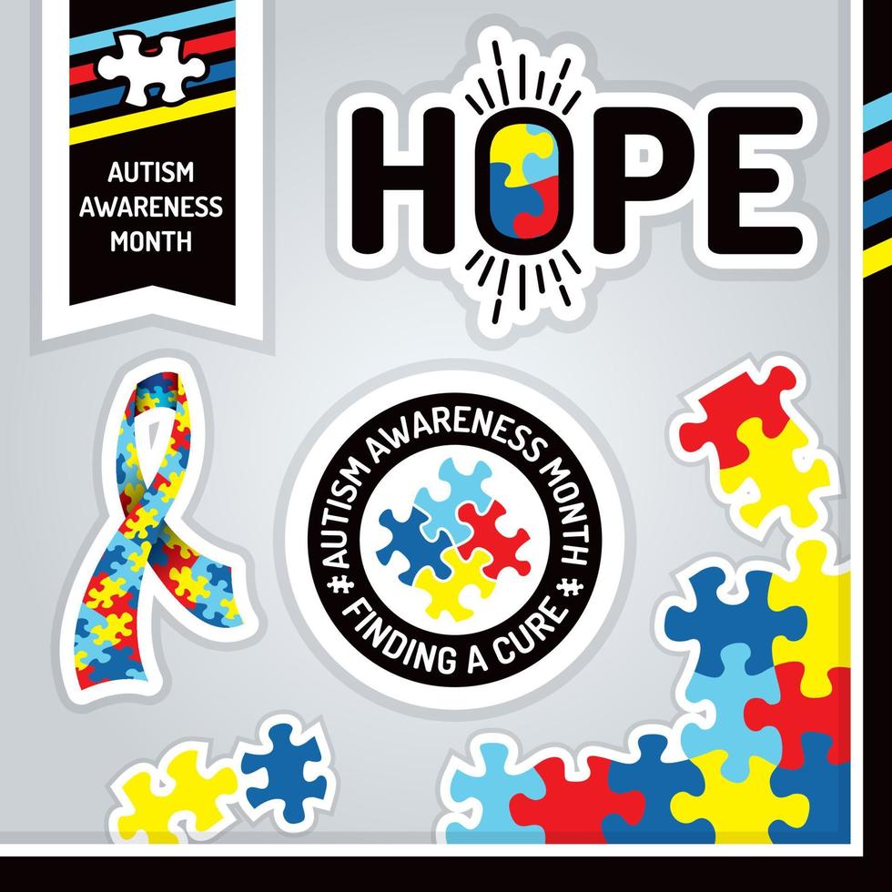 Autism Awareness Design Elements Illustration vector