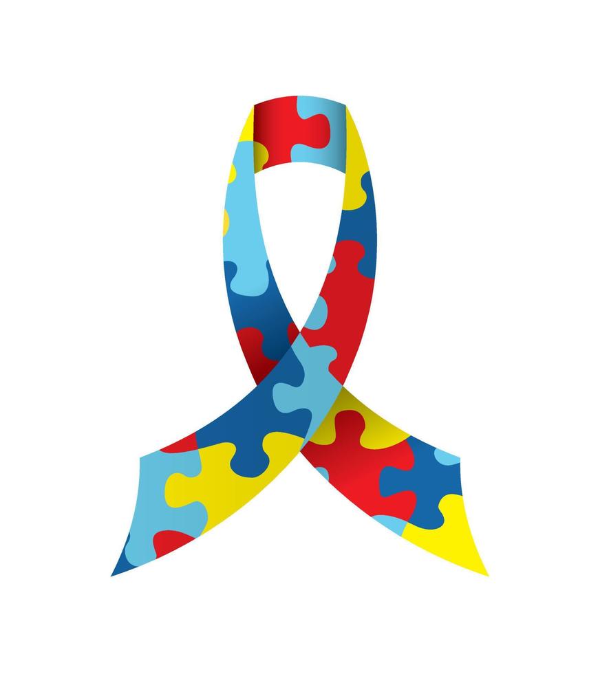 Autism Awareness Ribbon Isolated Illustration vector