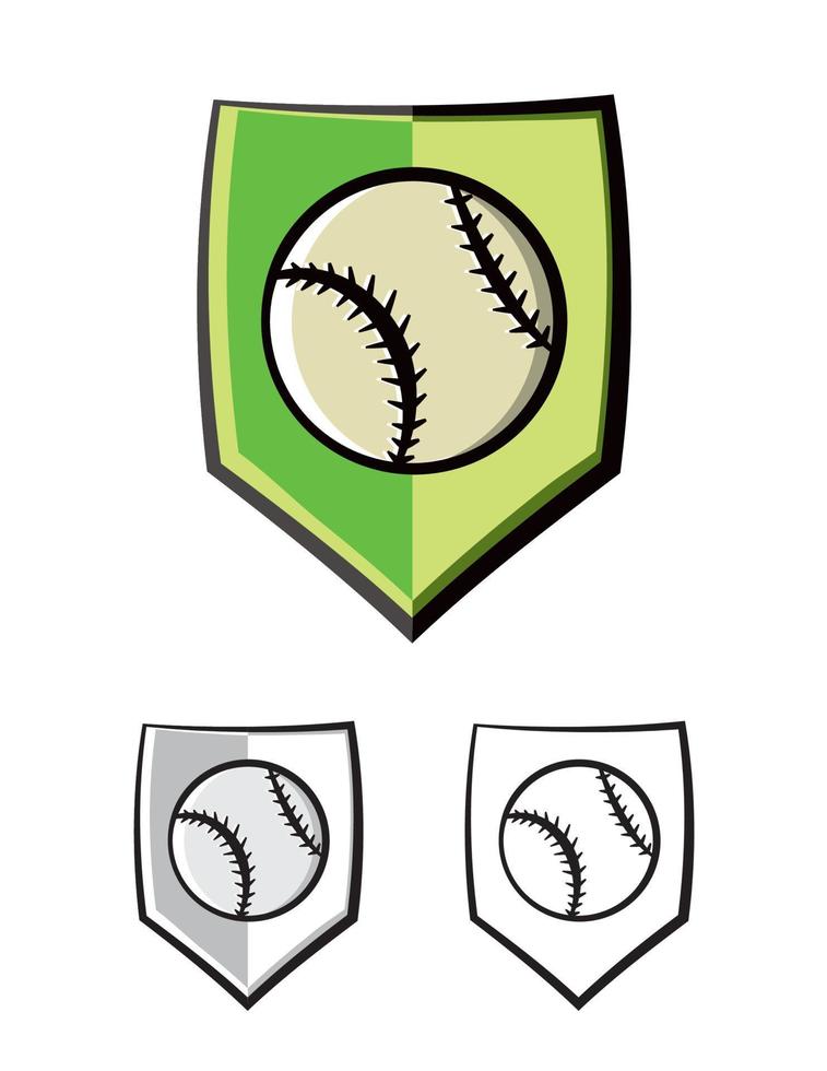 ilustración de iconos de emblema de escudo de béisbol vector