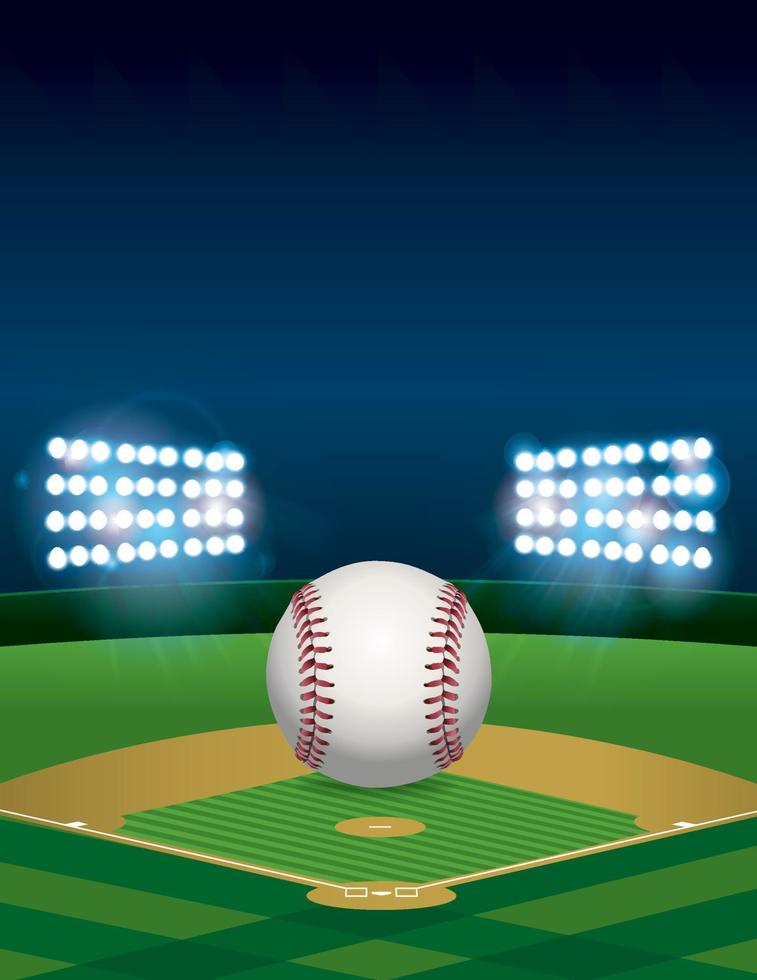 Baseball on Baseball Field Illustration vector