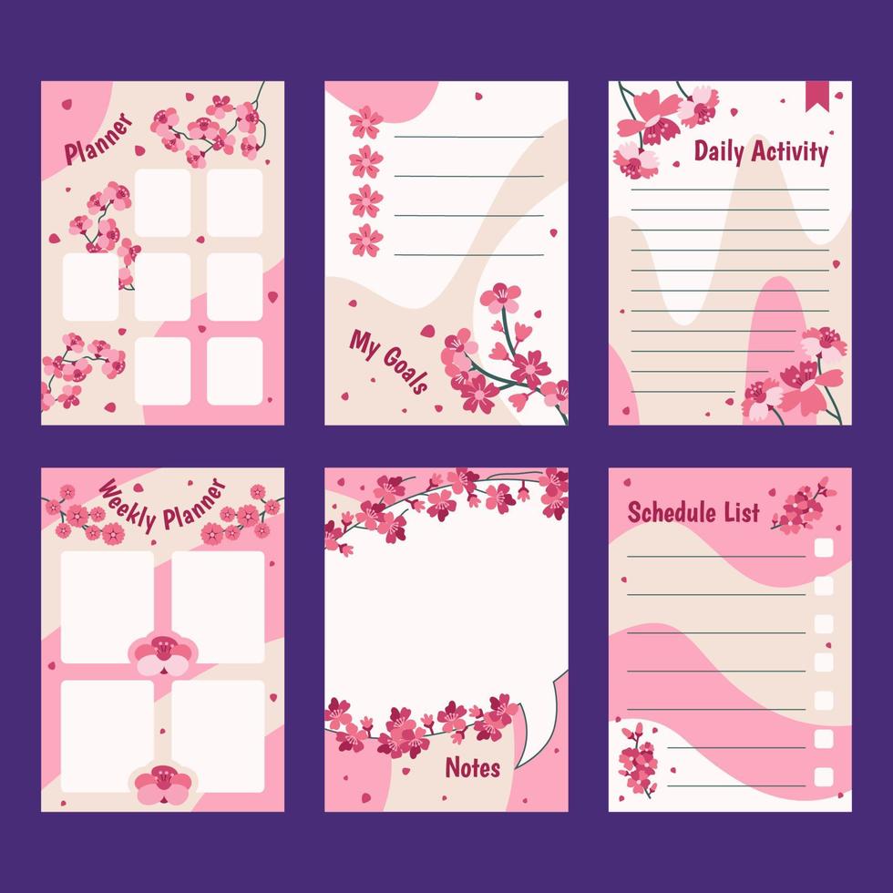 Peach Blossom Journal Template Collection vector