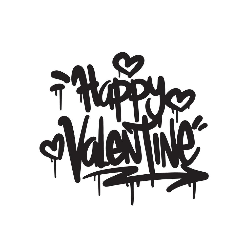 happy valentine days tagging street art graffiti vector