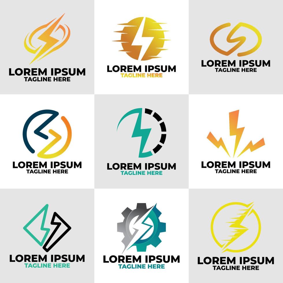 set of lighting logo design vector