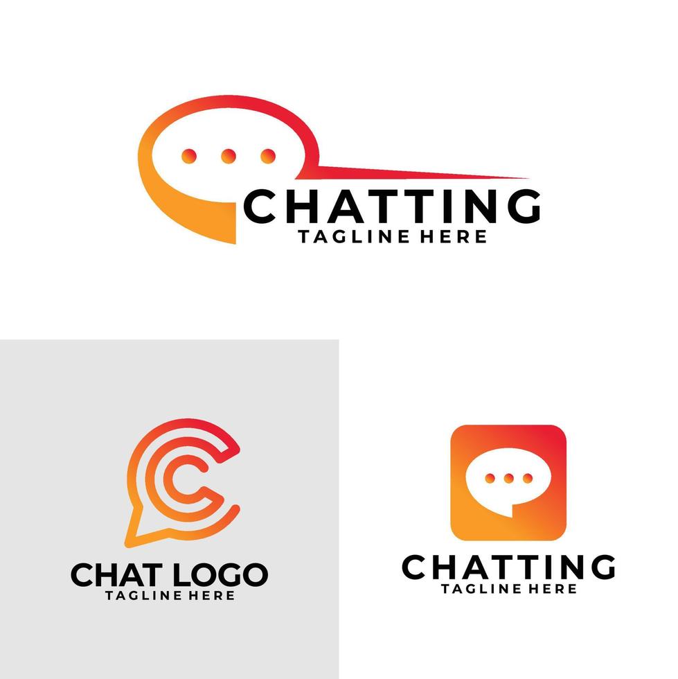 chatting logo set vector design