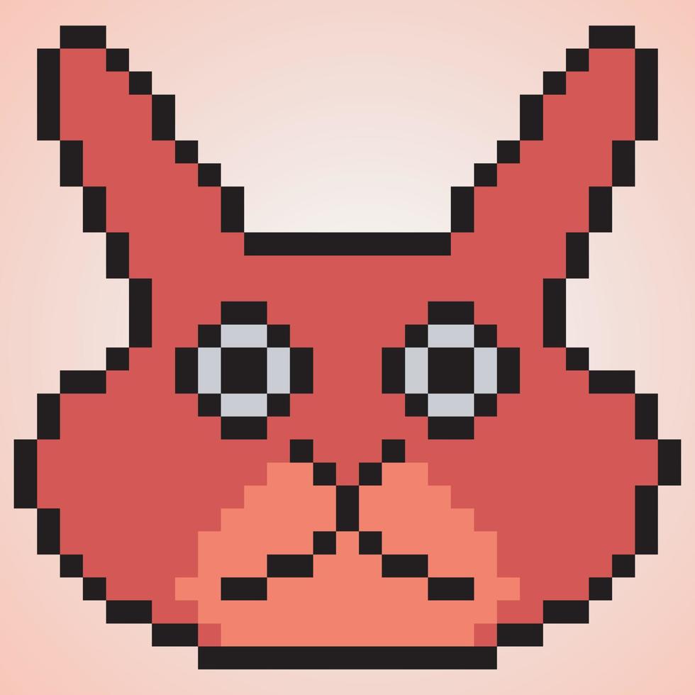 Rabbit head with pixel art. Vector illustration