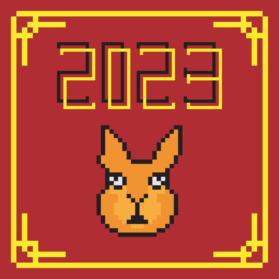 Happy Chinese New Year 2023 with pixel art. Vector illustration