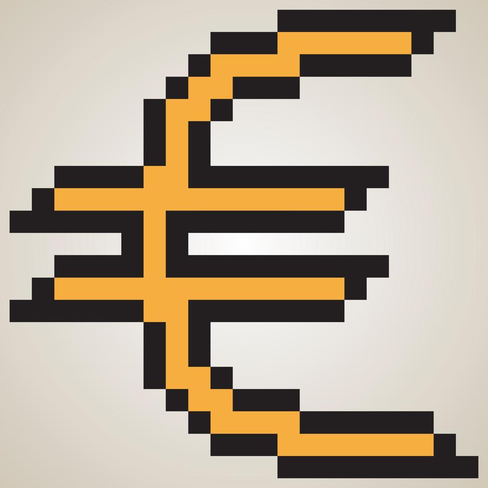 Pixel art euro symbol icon. Vector illustration