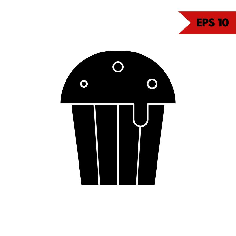 ilustración del icono de glifo de cupcake vector