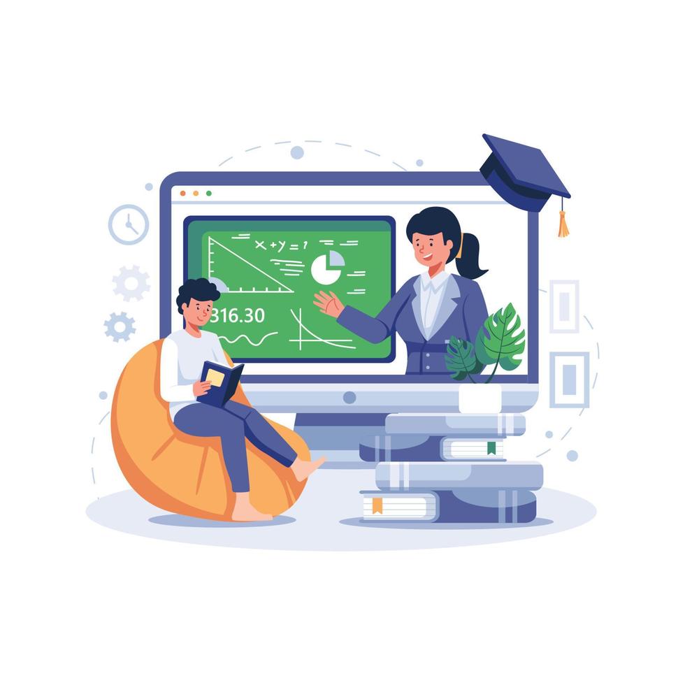 Online learning concept vector illustration.