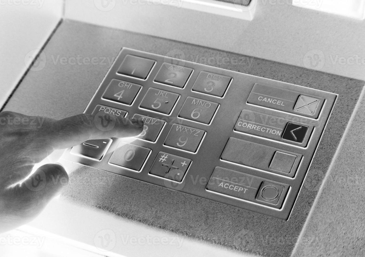 ATM error problem have no money or out of service or broke and black and white color for represent unhappy concept. photo
