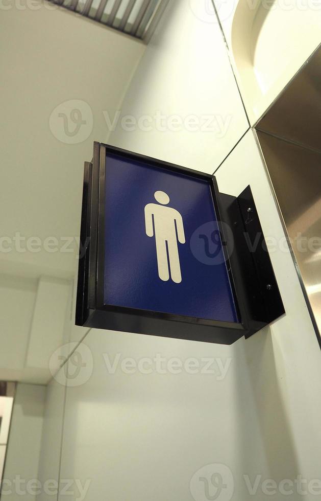 Real toilet sign or restroom direction tab. photo