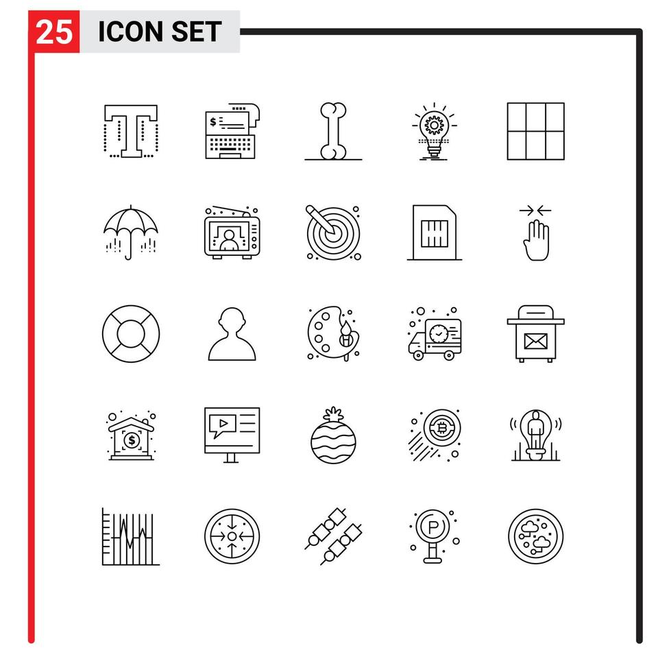 Group of 25 Lines Signs and Symbols for layout light online innovation develop Editable Vector Design Elements