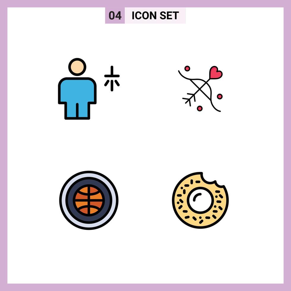 4 User Interface Filledline Flat Color Pack of modern Signs and Symbols of avatar globe shower love internet Editable Vector Design Elements