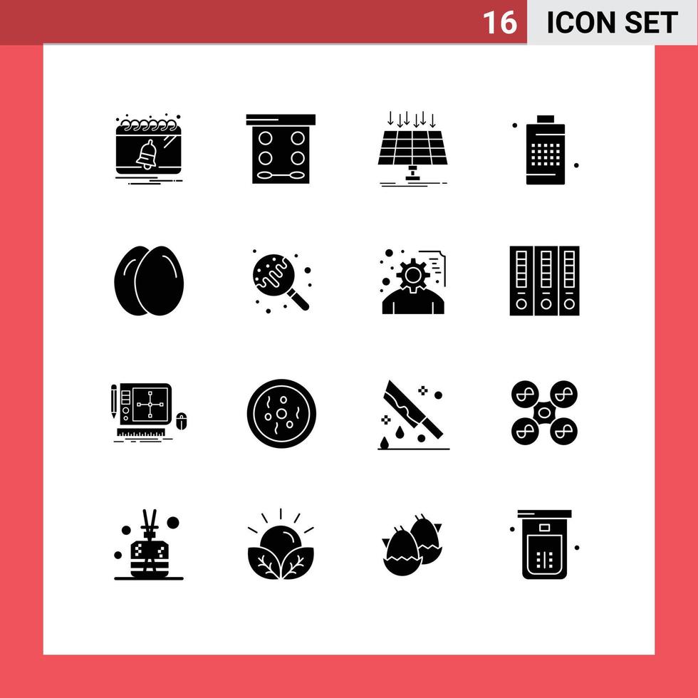 16 Universal Solid Glyph Signs Symbols of power energy solar cell smart city Editable Vector Design Elements